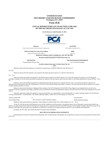 Thumbnail Packaging Corporation of America
 10-K Annual Report 2014