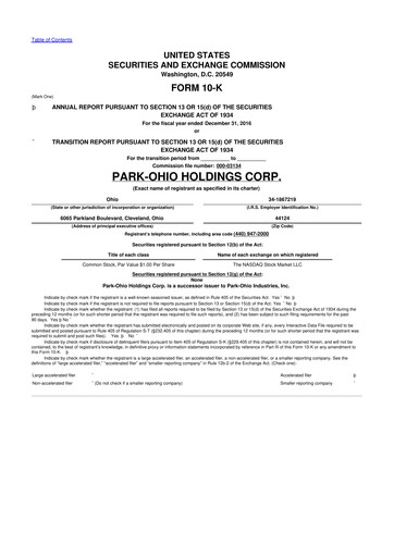 Thumbnail ParkOhio Holdings Corp. 10-K Annual Report 2016