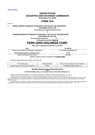 Thumbnail ParkOhio Holdings Corp. 10-K Annual Report 2019