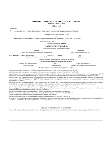 Thumbnail Patrick Industries 10-K Annual Report 2020