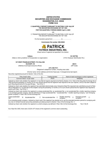 Thumbnail Patrick Industries 10-Q Quarterly Report FY2023 