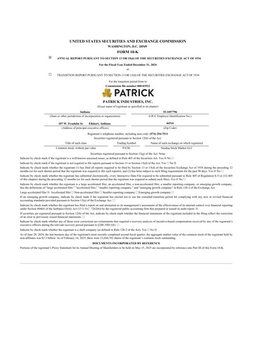Thumbnail Patrick Industries 10-K Annual Report 2024