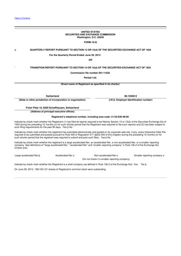 Thumbnail Pentair
 10-Q Quarterly Report FY2013 