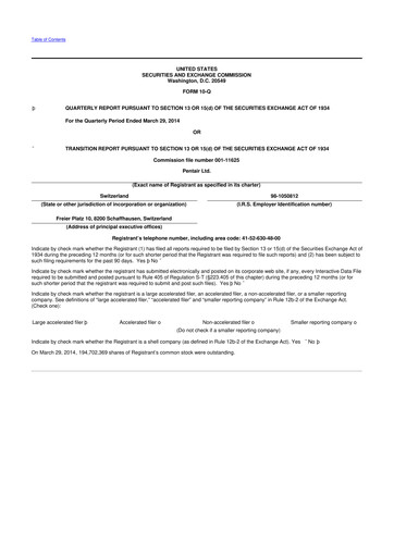 Thumbnail Pentair
 10-Q Quarterly Report FY2014 