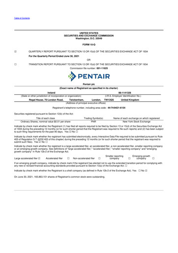 Thumbnail Pentair
 10-Q Quarterly Report FY2021 