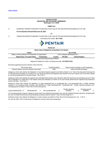Thumbnail Pentair
 10-Q Quarterly Report FY2023 