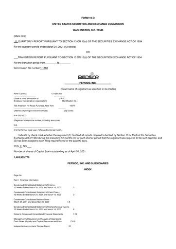 Miniature Pepsico 10-Q Rapport trimestriel  