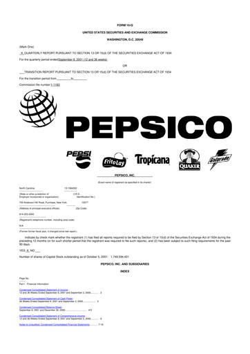 Miniature Pepsico 10-Q Rapport trimestriel  