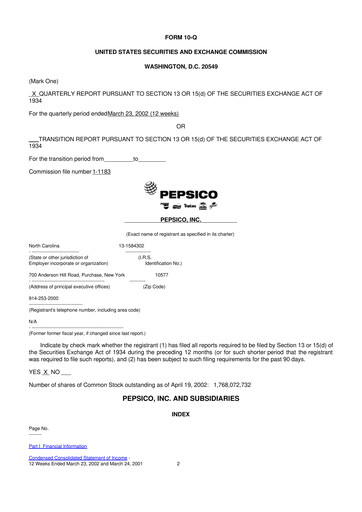 Miniature Pepsico 10-Q Rapport trimestriel  