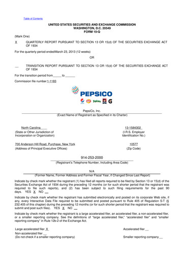 Miniature Pepsico 10-Q Rapport trimestriel 2013 