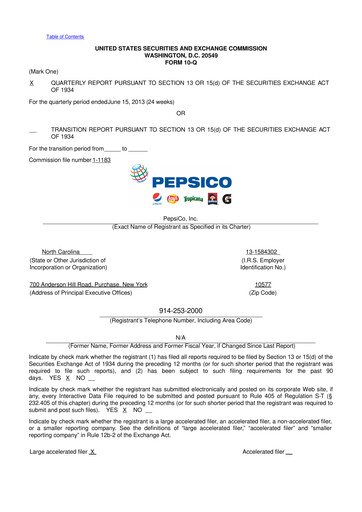 Miniature Pepsico 10-Q Rapport trimestriel 2013 
