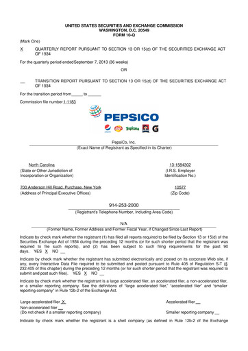 Miniature Pepsico 10-Q Rapport trimestriel 2013 
