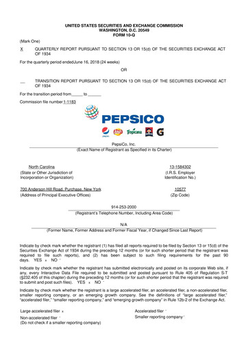 Miniature Pepsico 10-Q Rapport trimestriel 2018 