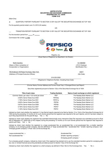 Miniature Pepsico 10-Q Rapport trimestriel 2019 