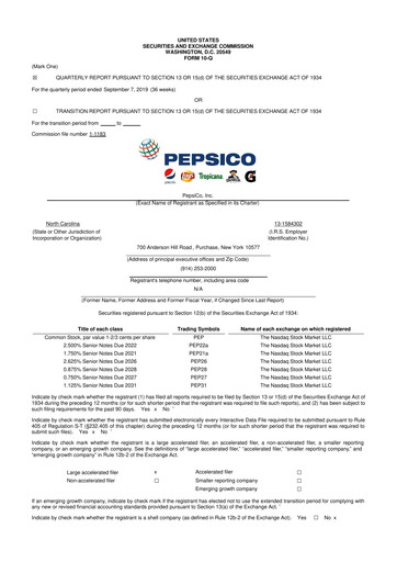 Miniature Pepsico 10-Q Rapport trimestriel 2019 