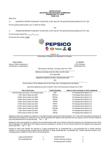 Miniature Pepsico 10-Q Rapport trimestriel 2020 