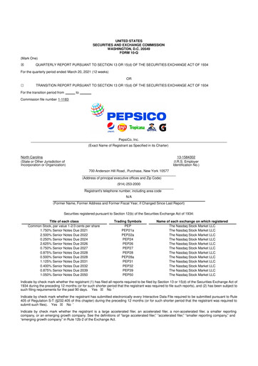 Miniature Pepsico 10-Q Rapport trimestriel 2021 