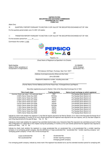 Miniature Pepsico 10-Q Rapport trimestriel 2021 