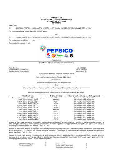 Miniature Pepsico 10-Q Rapport trimestriel 2022 