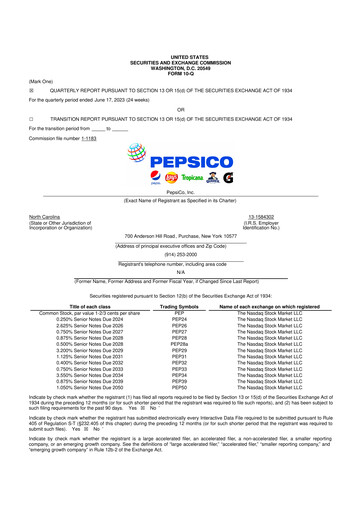 Miniature Pepsico 10-Q Rapport trimestriel 2023 