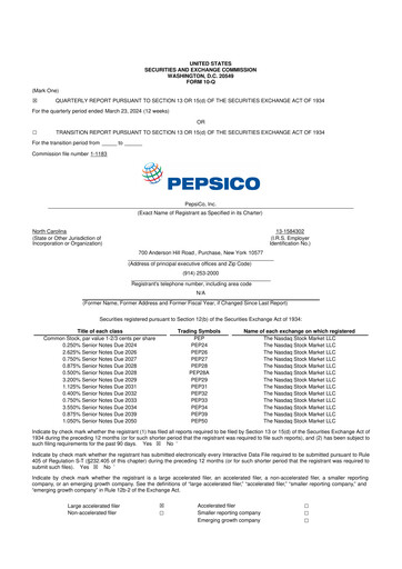 Miniature Pepsico 10-Q Rapport trimestriel 2024 