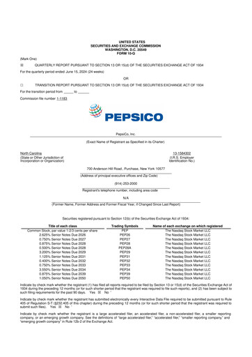 Miniature Pepsico 10-Q Rapport trimestriel 2024 