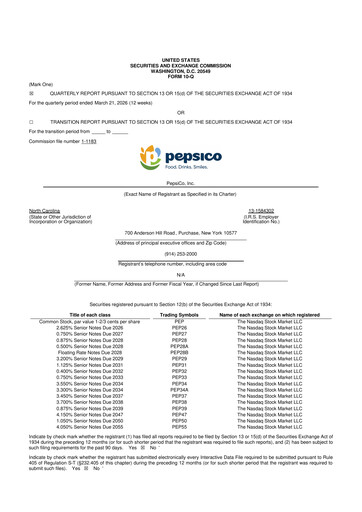 Thumbnail Pepsico 10-Q Quarterly Report FY 