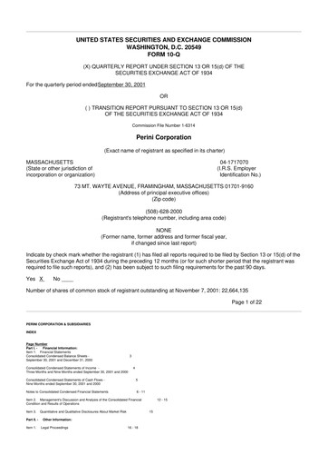 Miniature Tutor Perini Corporation
 10-Q Rapport trimestriel  