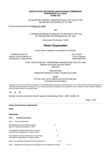 Miniature Tutor Perini Corporation
 10-Q Rapport trimestriel  