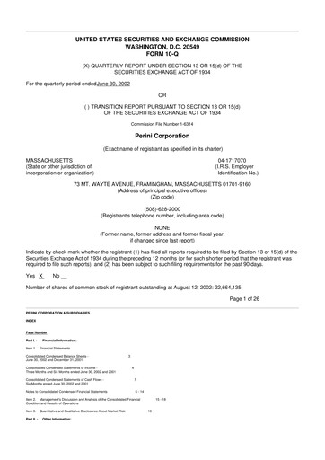 Miniature Tutor Perini Corporation
 10-Q Rapport trimestriel  