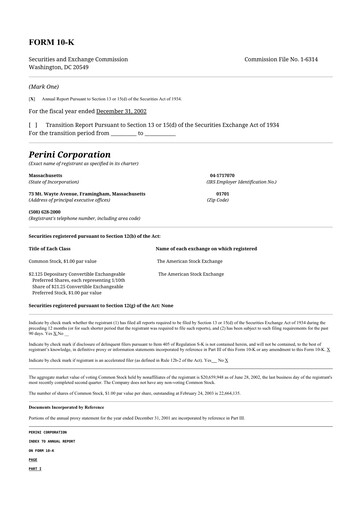 Miniature Tutor Perini Corporation
 10-K Rapport annuel 