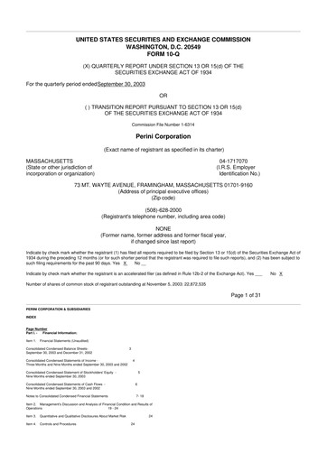 Miniature Tutor Perini Corporation
 10-Q Rapport trimestriel  