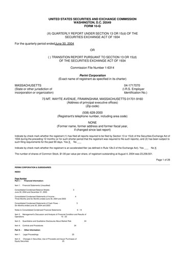 Miniature Tutor Perini Corporation
 10-Q Rapport trimestriel  