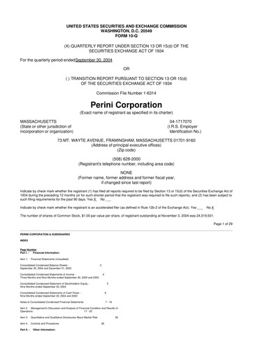 Miniature Tutor Perini Corporation
 10-Q Rapport trimestriel  