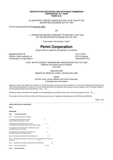 Miniature Tutor Perini Corporation
 10-Q Rapport trimestriel  
