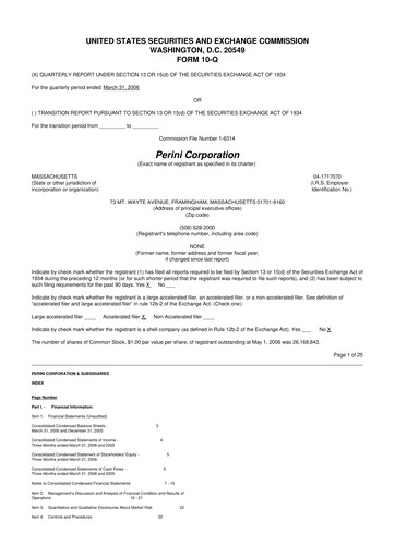 Miniature Tutor Perini Corporation
 10-Q Rapport trimestriel  