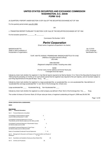 Miniature Tutor Perini Corporation
 10-Q Rapport trimestriel  