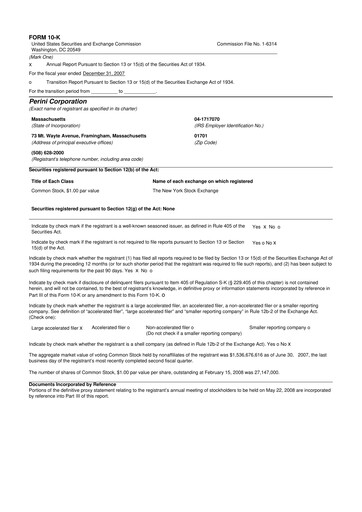 Miniature Tutor Perini Corporation
 10-K Rapport annuel 