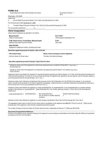 Miniature Tutor Perini Corporation
 10-K Rapport annuel 
