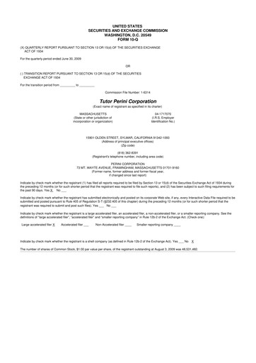 Thumbnail Tutor Perini Corporation
 10-Q Quarterly Report FY 