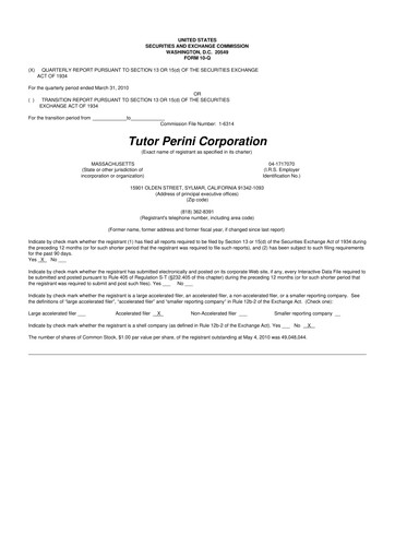 Thumbnail Tutor Perini Corporation
 10-Q Quarterly Report FY 