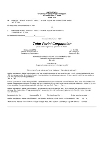 Thumbnail Tutor Perini Corporation
 10-Q Quarterly Report FY 