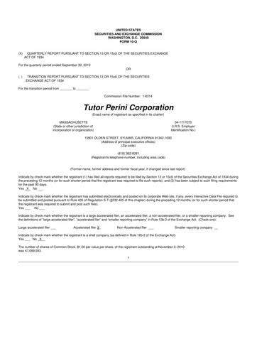 Thumbnail Tutor Perini Corporation
 10-Q Quarterly Report FY 