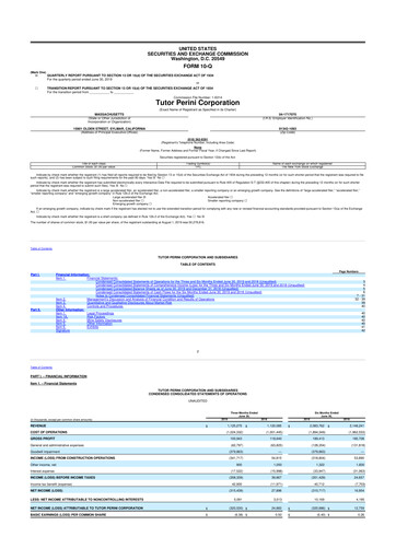 Miniature Tutor Perini Corporation
 10-Q Rapport trimestriel 2019 