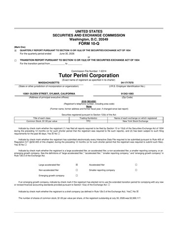 Thumbnail Tutor Perini Corporation
 10-Q Quarterly Report FY2026 