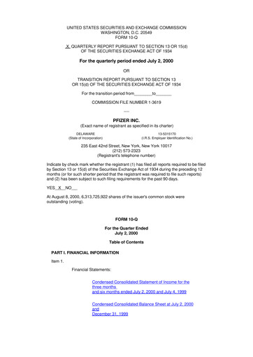 Miniature Pfizer 10-Q Rapport trimestriel  