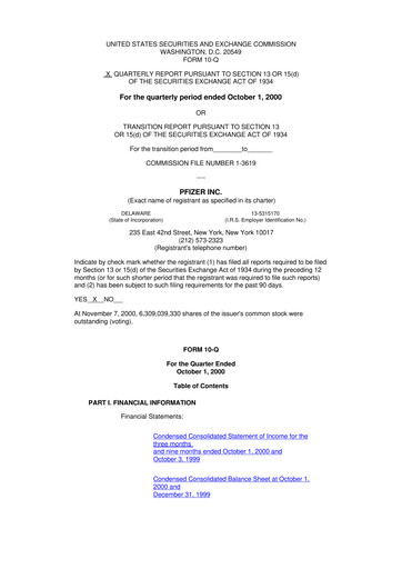 Miniature Pfizer 10-Q Rapport trimestriel  
