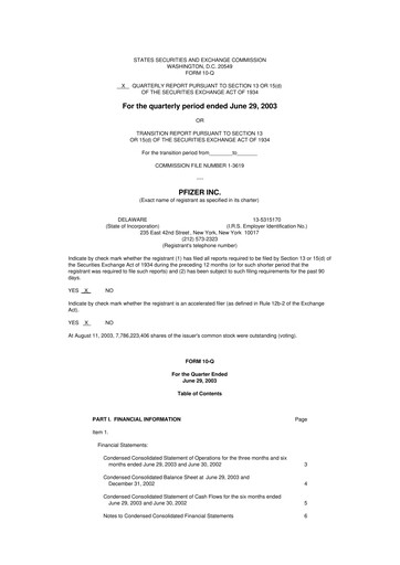 Miniature Pfizer 10-Q Rapport trimestriel  