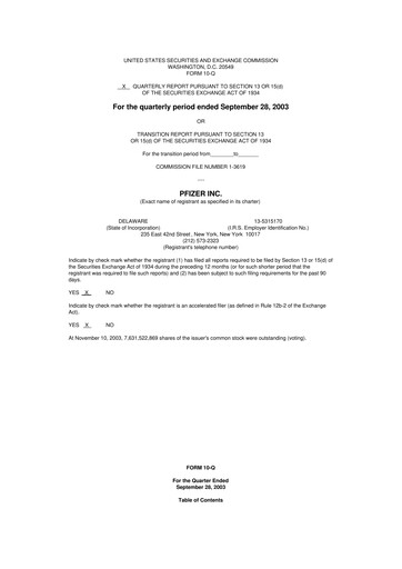 Thumbnail Pfizer 10-Q Quarterly Report FY 