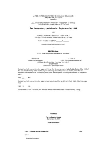 Thumbnail Pfizer 10-Q Quarterly Report FY 